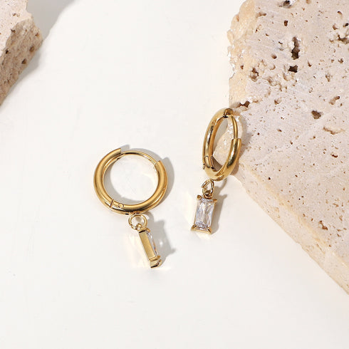 Fyrkantig Hoops Örhängen med Färgglad Cubic Zircon